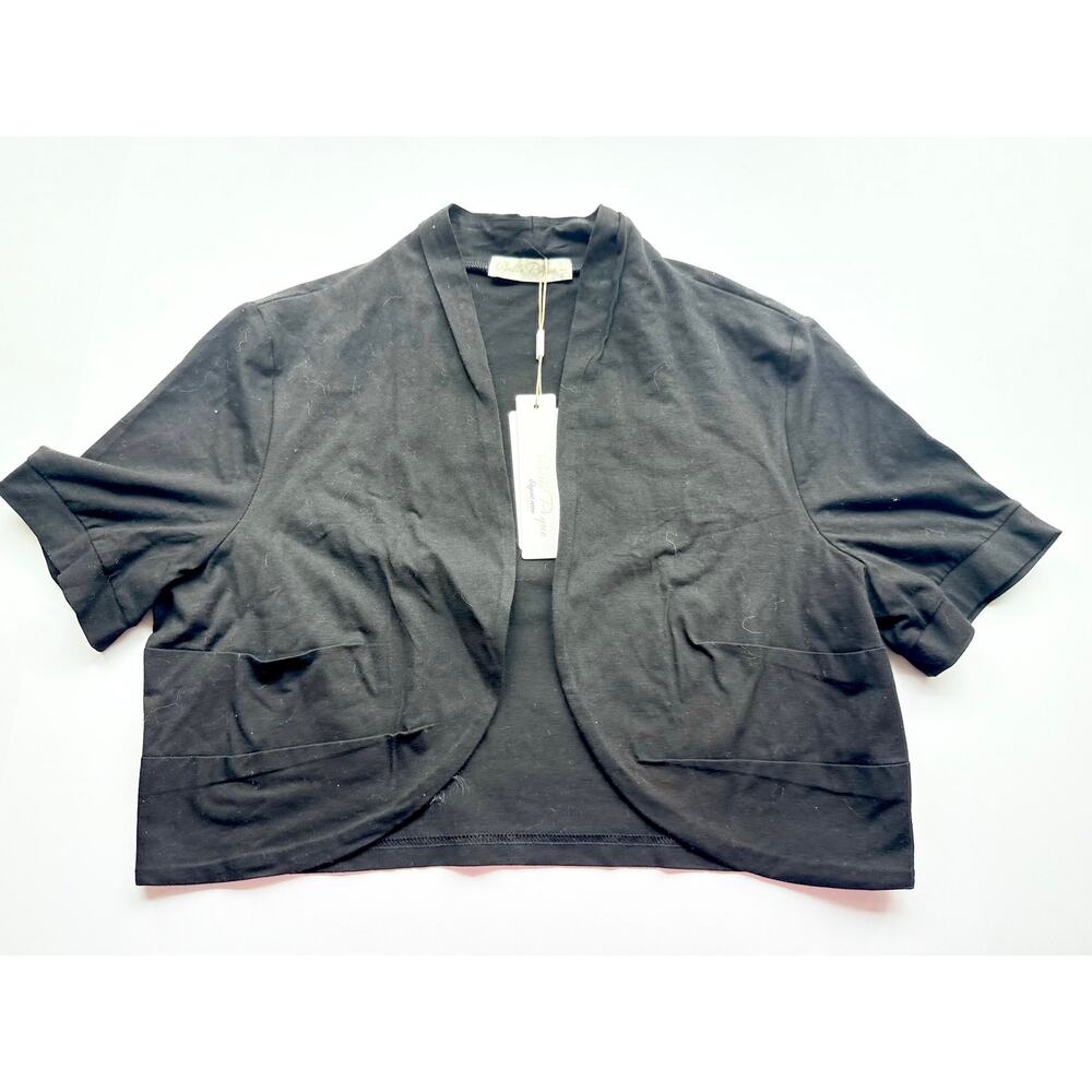 Belle Papeon Signature Black Cropped Cardigan NWT Size L - Picture 3 of 10
